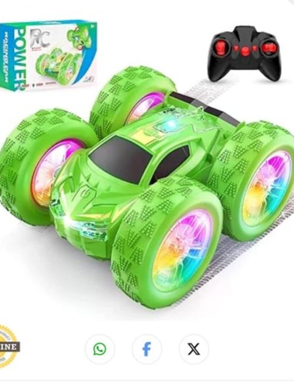 RC Stunt Car Kids age 4-7 with Cool Double Sided Patern Light NEW in box